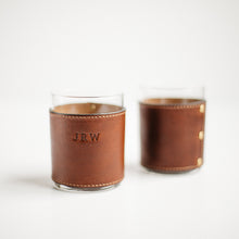 Load image into Gallery viewer, Leather Wrapped Rocks Glasses - Set of 2