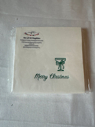 Merry Christmas Coup Glass Cocktail Napkins