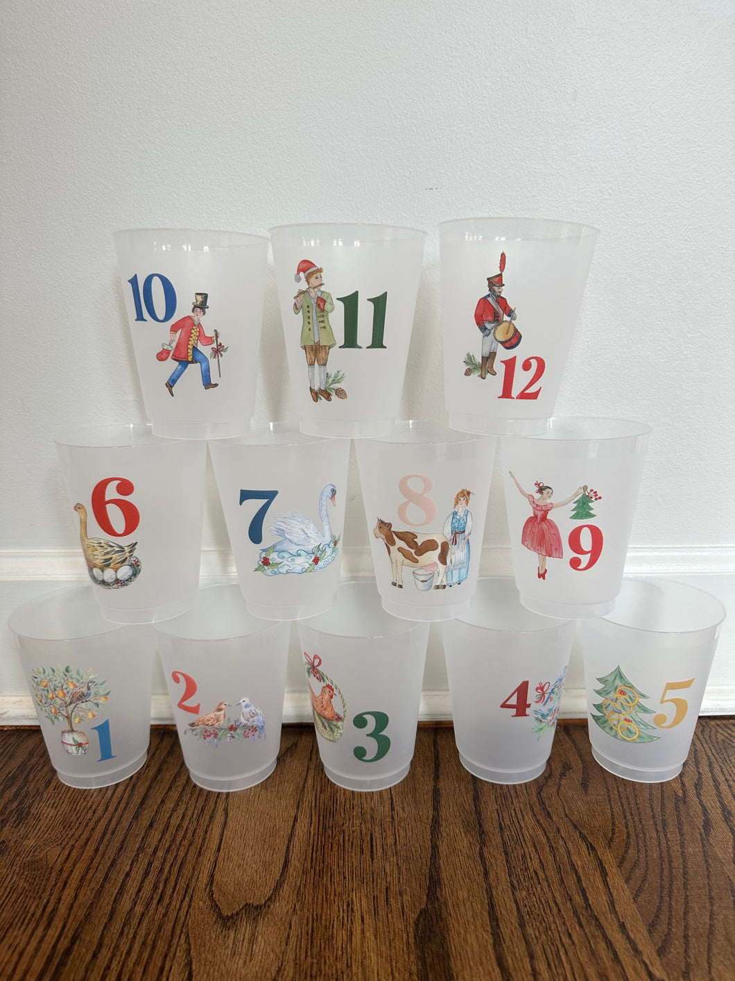 12 Days of Christmas Frosted Cups - Set of 12