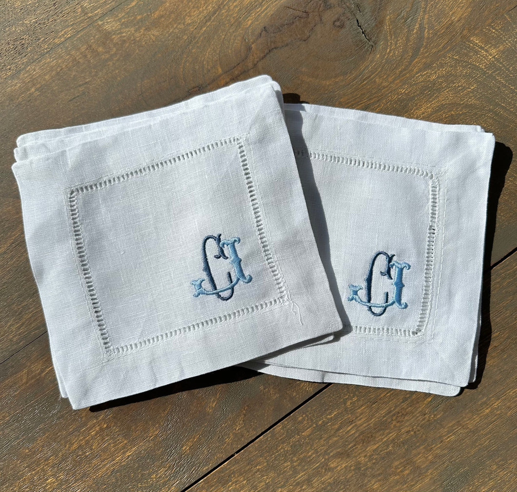 Hemstitch Cocktail Napkins - Set of 4