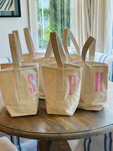 Load image into Gallery viewer, Canvas Stripe 2 Bottle Wine Tote