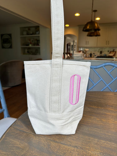Canvas Stripe 2 Bottle Wine Tote