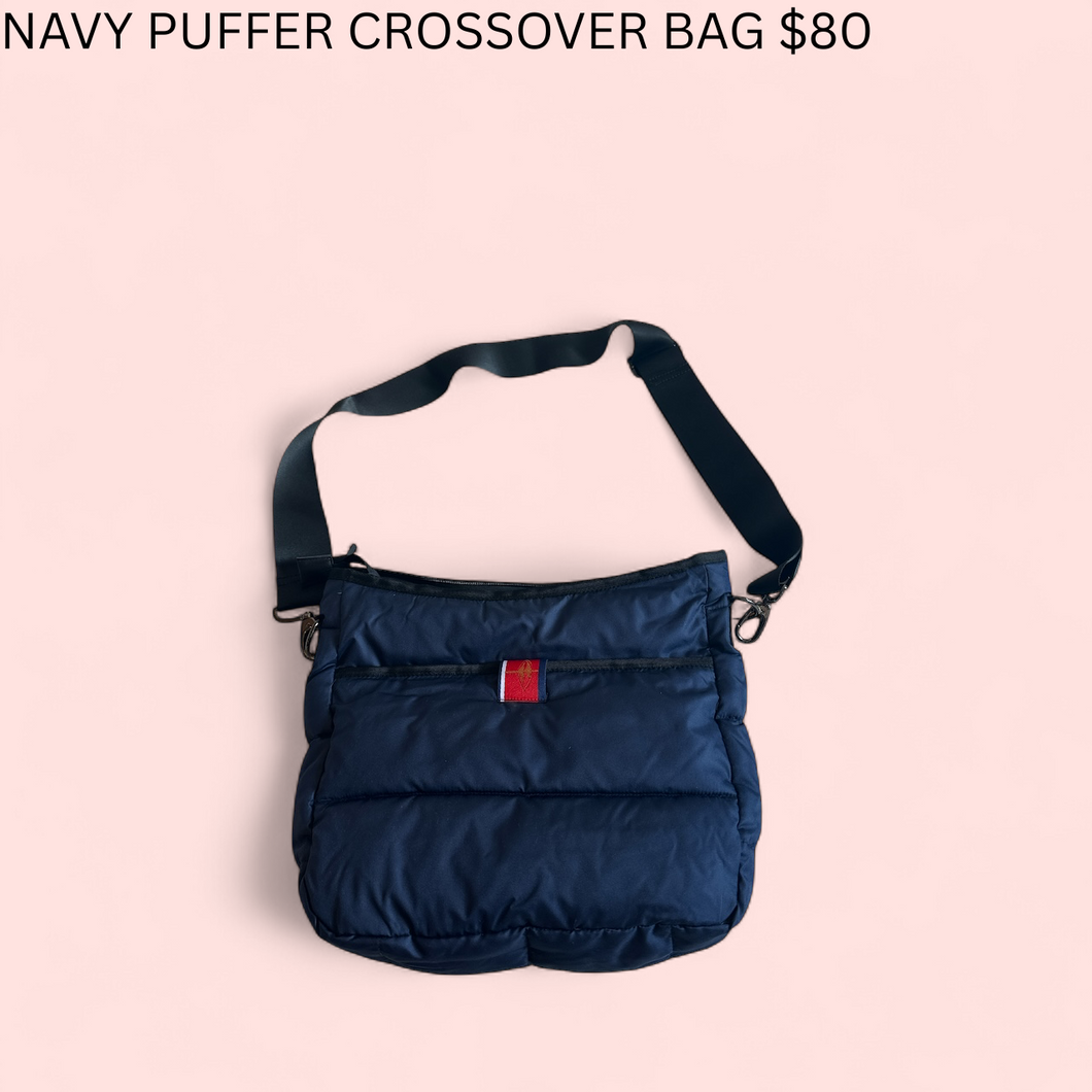 Navy Puffer Cross Body Bag