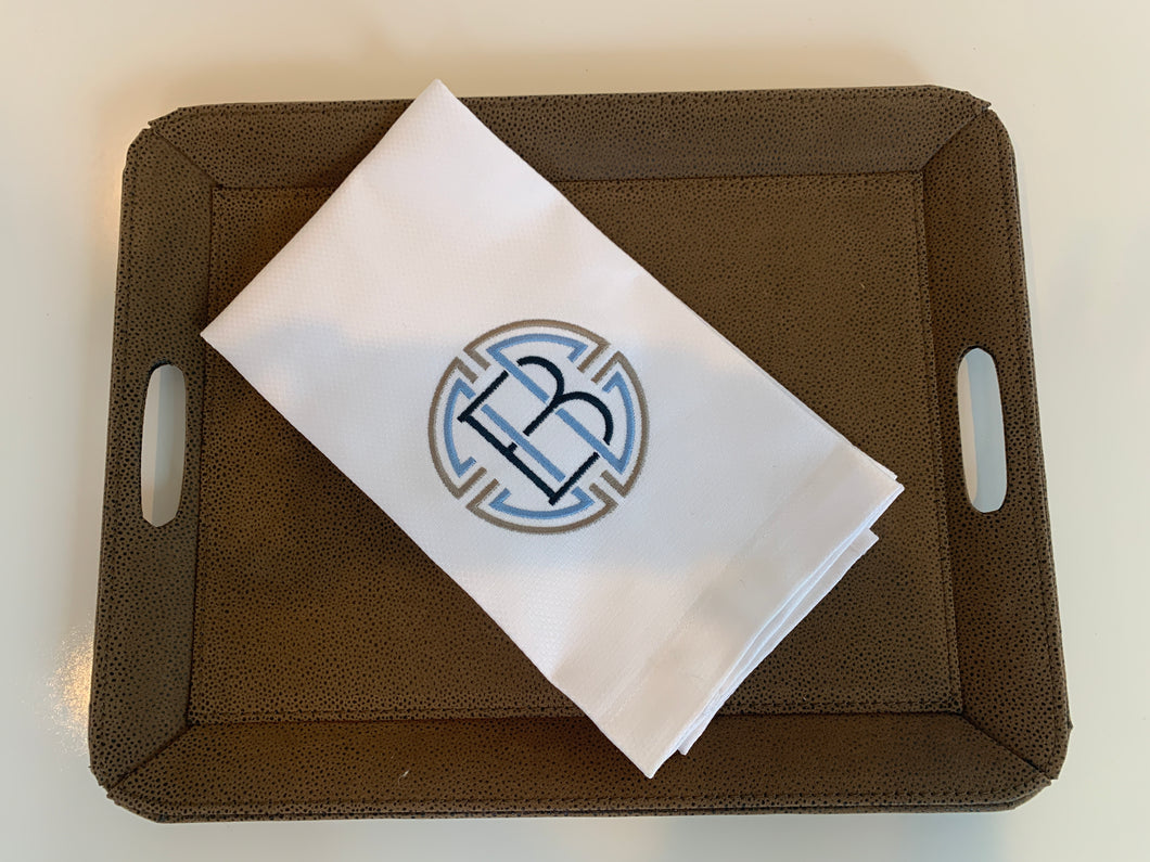 Cotton Hand Towel with Medallion Monogram