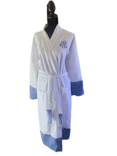 Load image into Gallery viewer, Turkish Bathrobe with Blue Stripe